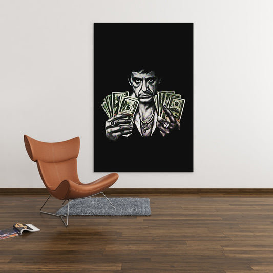 Scarface Comic - Framed Canvas Painting Wall Art Office Decor, large modern pop artwork for home or office, Entrepreneur Inspirational and motivational Quotes on Canvas great for man cave or home. Perfect for Artwork Addicts. Made in USA, FREE Shipping.