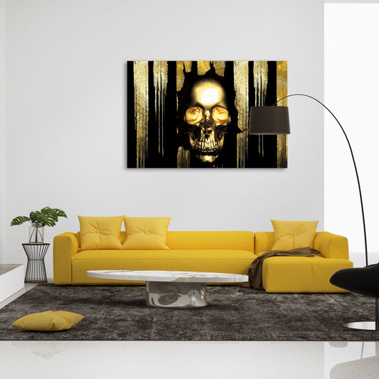 Skull Black And Gold Strips Background Landscape