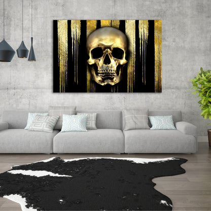 Skull Black And Strips Gold Background Landscape