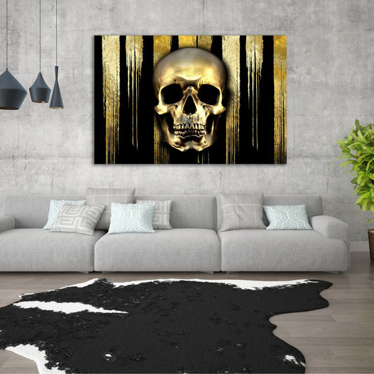 Skull Black And Strips Gold Background Landscape
