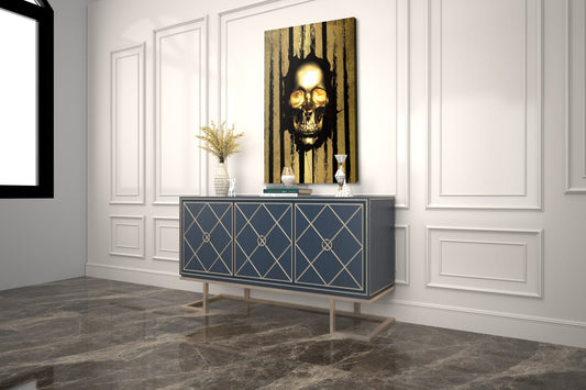 Skull Gold Strip And Black Background