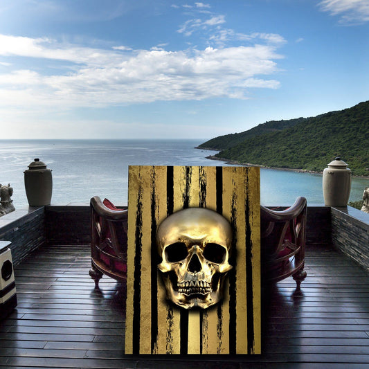 Skull Gold Strip And Black Background