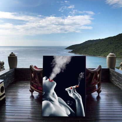 Smokin' Cigar Money - Framed Canvas Painting Wall Art Office Decor, large modern pop artwork for home or office, Entrepreneur Inspirational and motivational Quotes on Canvas great for man cave or home. Perfect for Artwork Addicts. Made in USA, FREE Shipping.