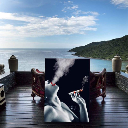 Smokin' Cigar Money - Framed Canvas Painting Wall Art Office Decor, large modern pop artwork for home or office, Entrepreneur Inspirational and motivational Quotes on Canvas great for man cave or home. Perfect for Artwork Addicts. Made in USA, FREE Shipping.