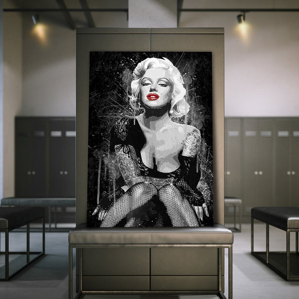 Tatted Marilyn Monroe - Framed Canvas Painting Wall Art Office Decor, large modern pop artwork for home or office, Entrepreneur Inspirational and motivational Quotes on Canvas great for man cave or home. Perfect for Artwork Addicts. Made in USA, FREE Shipping.