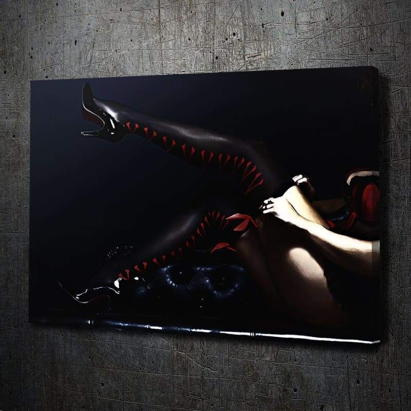 Thigh Highs - Framed Canvas Painting Wall Art Office Decor, large modern pop artwork for home or office, Entrepreneur Inspirational and motivational Quotes on Canvas great for man cave or home. Perfect for Artwork Addicts. Made in USA, FREE Shipping.