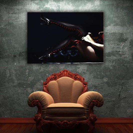 Thigh Highs - Framed Canvas Painting Wall Art Office Decor, large modern pop artwork for home or office, Entrepreneur Inspirational and motivational Quotes on Canvas great for man cave or home. Perfect for Artwork Addicts. Made in USA, FREE Shipping.