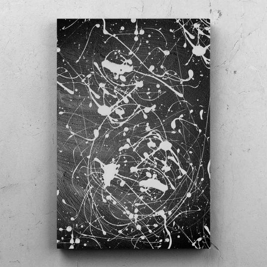 White Splatter On Black Abstract