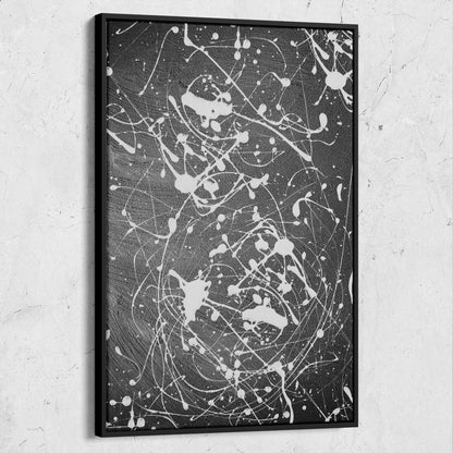 White Splatter On Black Abstract