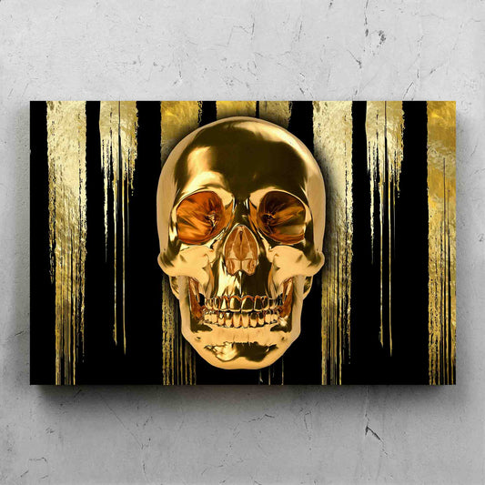 Gold Skull Black And Gold Strips Background Landscape