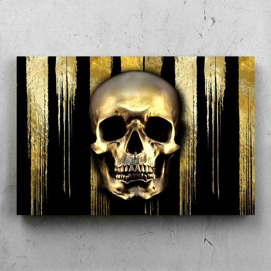 Skull Black And Strips Gold Background Landscape