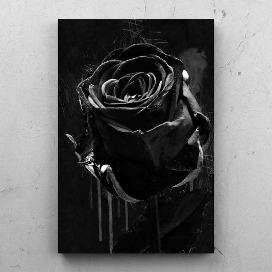 Rose Black And White Drip On Black