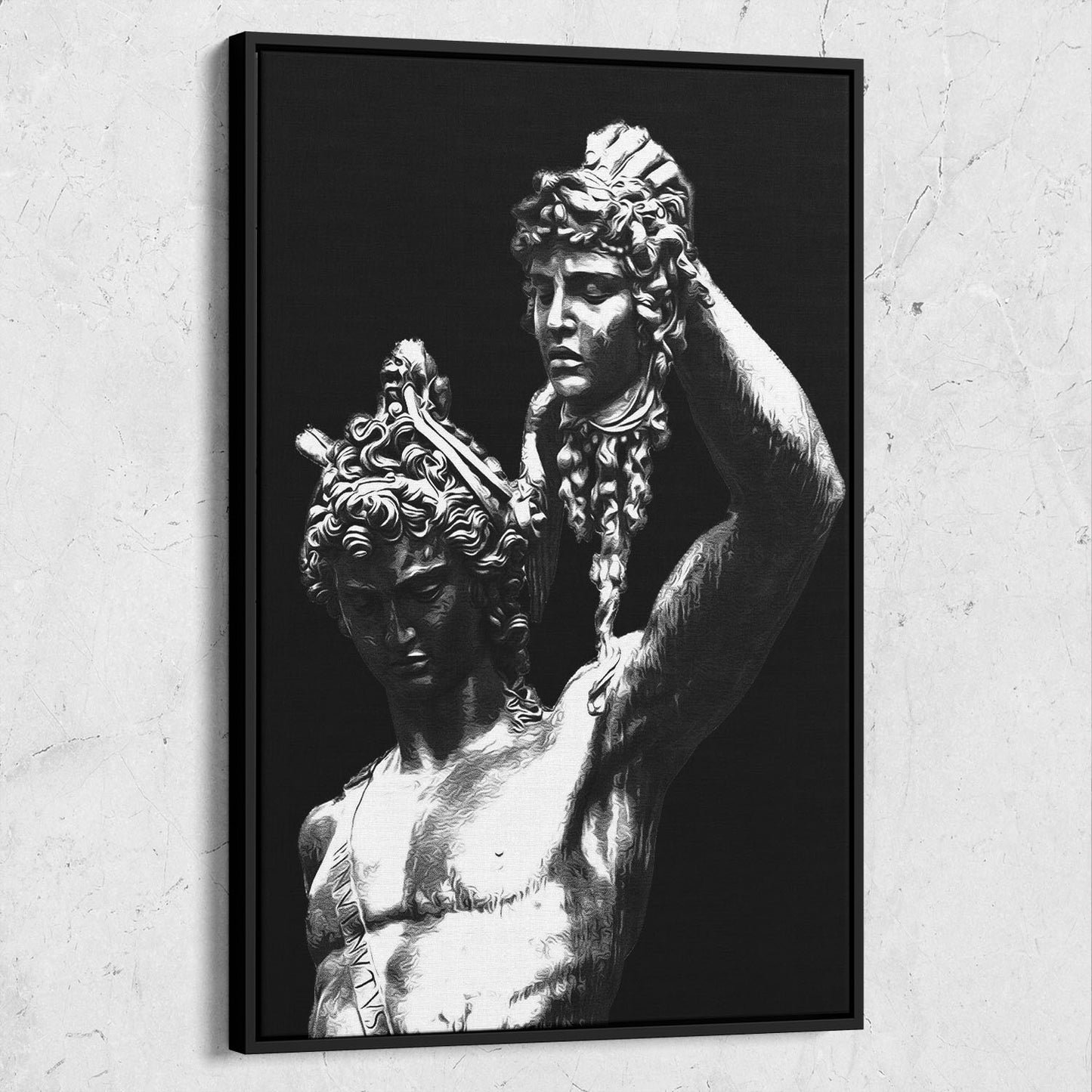 Perseus With Head Of Medusa Statue Black White