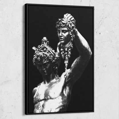 Perseus With Head Of Medusa Statue Black White